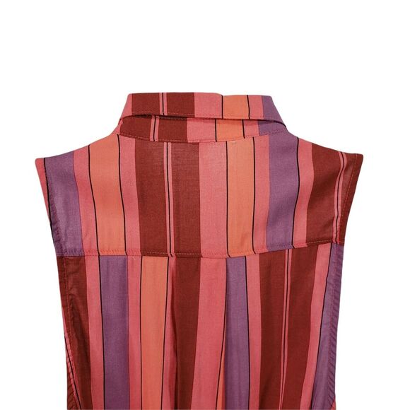 Free People Mackenzie XS Sleeveless Tie Wrap Top Women Striped Red Orange Purple - Picture 4 of 7